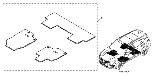 2021 Acura RDX 5 Door BASE KA XAT Floor Mat (Carpet) Diagram