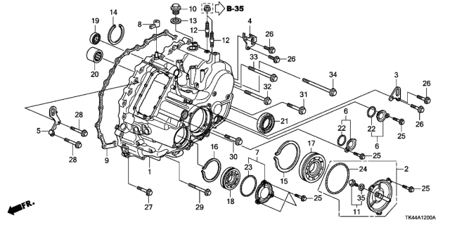 2012 Acura TL 4 Door TECH (SHAWD) KA 6AT AT Transmission Case Diagram