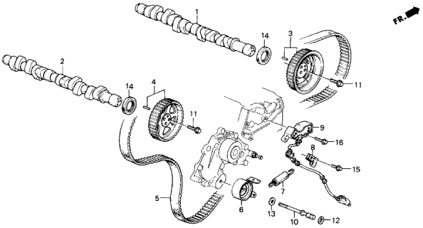 1986 Acura Legend Bolt, Timing Belt Adjuster Diagram for 90016-PH1-003