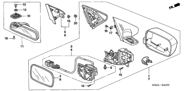 2006 Acura RSX Passenger Side Door Mirror Assembly (Alabaster Silver Metallic) (Heated) Diagram for 76200-S6M-C42ZP