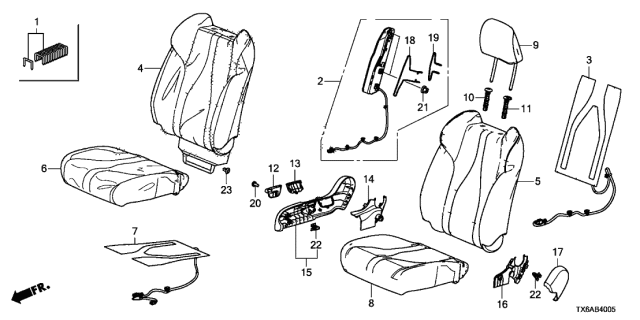 2021 Acura ILX Seat Back Cover Right (Type V) Diagram for 81131-T3R-A41ZA