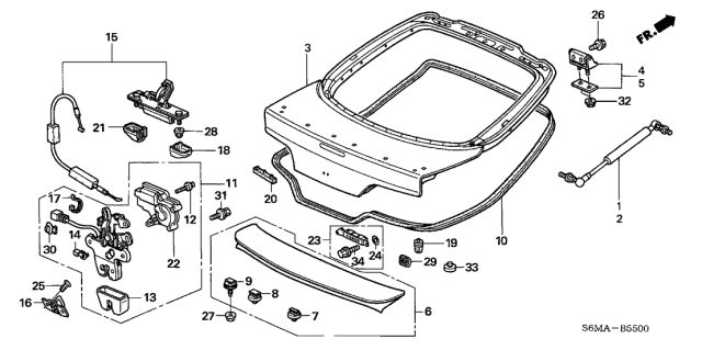 2006 Acura RSX Tailgate (Dot) Diagram for 68100-S6M-A92ZZ