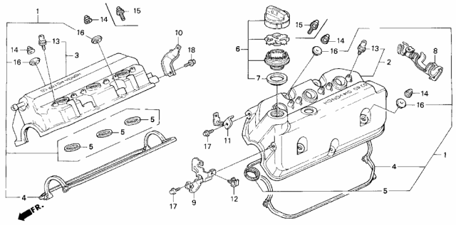 1992 Acura Legend Oil Filler Cap Assembly Diagram for 15610-PC6-000