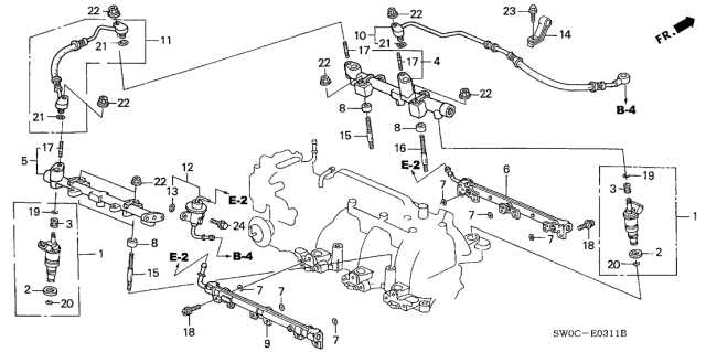 2004 Acura NSX Pipe, Front Fuel Diagram for 16610-PR7-A50