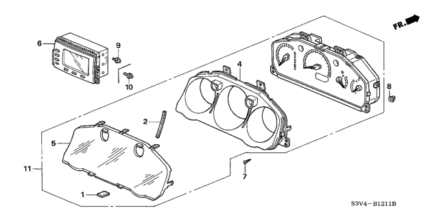 2004 Acura MDX Speedometer Instrument Cluster Assembly Diagram for 78100-S3V-A21