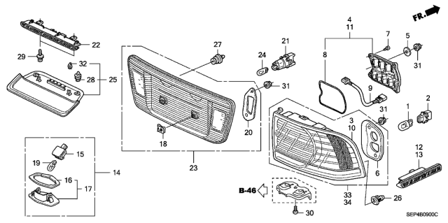 2004 Acura TL Taillight - License Light Diagram