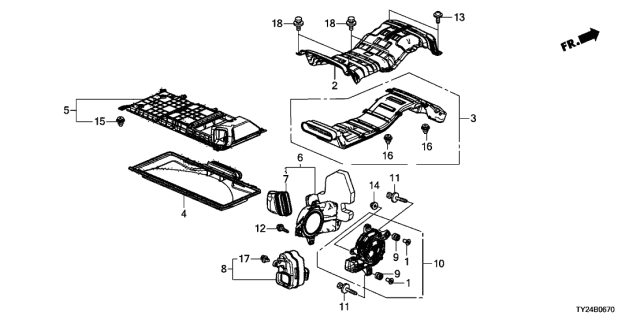 2014 Acura RLX Duct Assembly, Fan Outlet Diagram for 1J670-R9S-A01