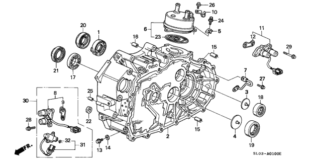 1999 Acura NSX 2 Door NSX-T KA 4AT AT Torque Converter Housing Diagram