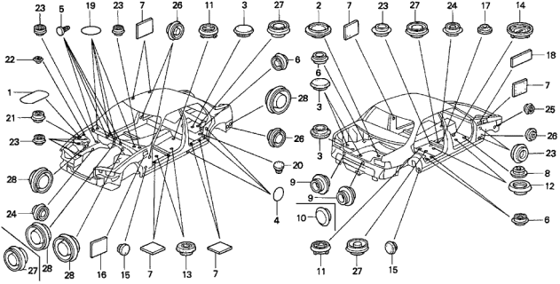 1998 Acura TL 4 Door BAS3.2 KA 4AT Grommet Diagram