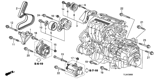 2010 Acura TSX Alternator Drive Fan Serpentine Belt Diagram for 31110-RL5-A02