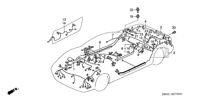 2003 Acura NSX 2 Door NSX-T KA 6MT Wire Harness Diagram