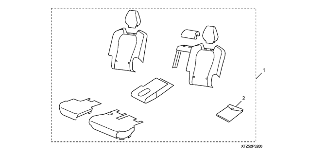 2016 Acura MDX 2Nd Row Seat Cover Protector Set Diagram for 08P32-TZ5-221