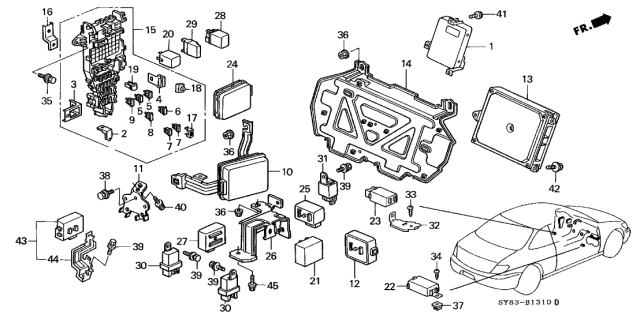 1997 Acura CL Engine Control Module Diagram for 37820-P6W-315