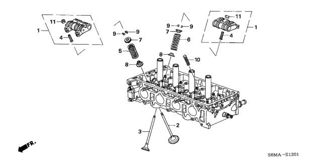 2006 Acura RSX Tappet Adjusting Screw Diagram for 14744-PCX-014