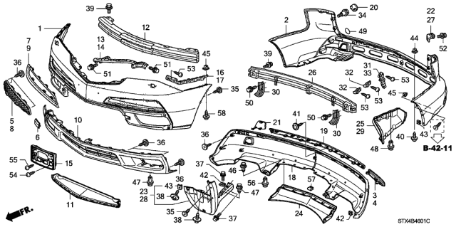 2010 Acura MDX Front & Rear Bumper Tapping Screw Compatible (5X20) Diagram for 90103-SDA-A00