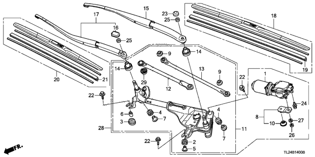 2009 Acura TSX Windshield Wiper Blade (600Mm) (Driver Side) Diagram for 76620-TL0-G01