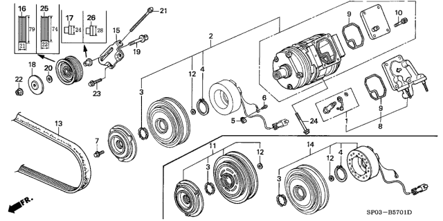 1995 Acura Legend Compressor Diagram for 06388-PY3-506RM