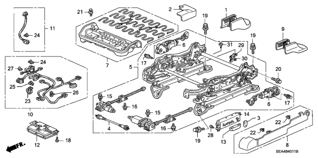 2006 Acura TSX Front Seat Components Diagram 1