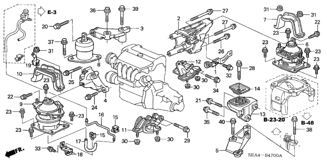 2004 Acura TSX Rubber Assembly, Front Engine Mounting (Mt) Diagram for 50830-SEA-E12