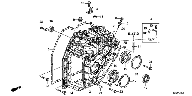 2017 Acura ILX 4 Door TECH (PLUS A-SPEC) KA DCT AT Transmission Case Diagram