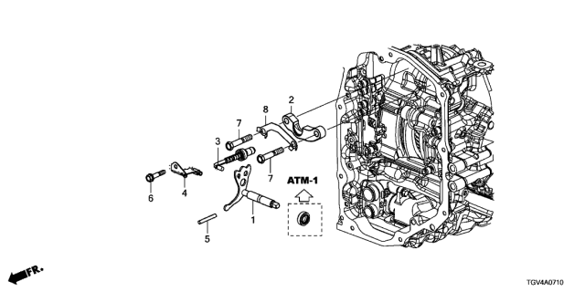 2021 Acura TLX 4 Door BASE KA XAT AT Control Shaft Diagram