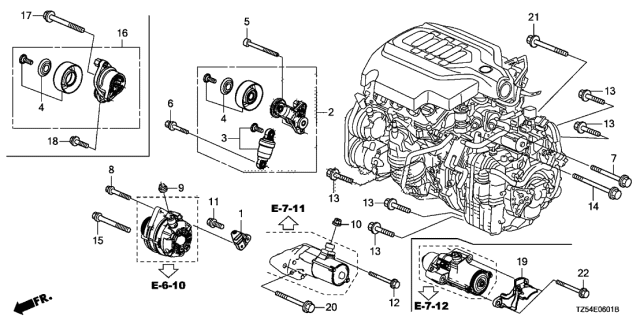 2018 Acura MDX Alternator Bracket - Tensioner Diagram