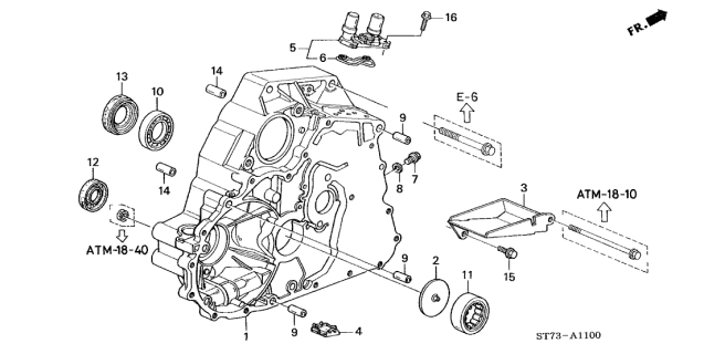 2000 Acura Integra 3 Door GS (LEATHER) KA 4AT AT Torque Converter Housing Diagram