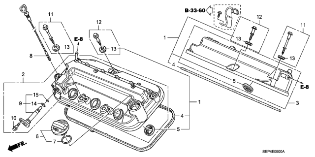 2004 Acura TL 4 Door BASE (NAVIGATION) KA 5AT Cylinder Head Cover Diagram