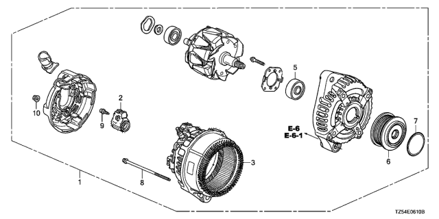 2016 Acura MDX Alternator Diagram for 31100-5J6-A01RM