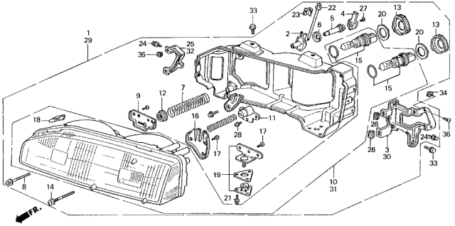 1989 Acura Legend Right Headlight Unit Diagram for 33110-SG0-A01