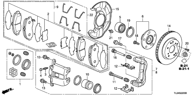 2012 Acura TSX 4 Door TSX V6 KA 5AT Front Brake Diagram