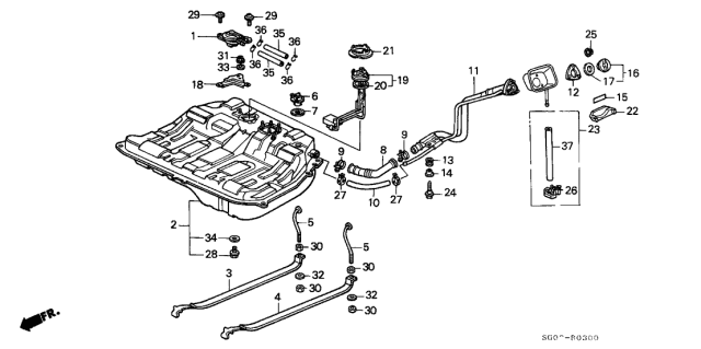 1987 Acura Legend Tank, Fuel Diagram for 17500-SG0-A35