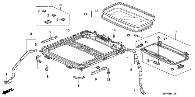 2008 Acura TL 4 Door BASE (NAVIGATION) KA 5AT Sliding Roof Diagram