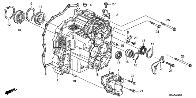 2008 Acura TSX 4 Door TSX (NAVIGATION) KA 5AT AT Transmission Case Diagram