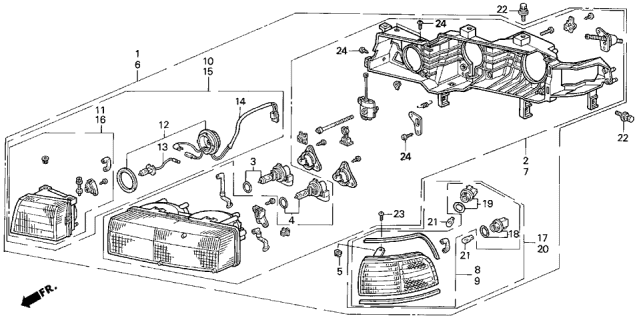 1992 Acura Vigor Light Assembly, Left Front Position Diagram for 34350-SL5-A02