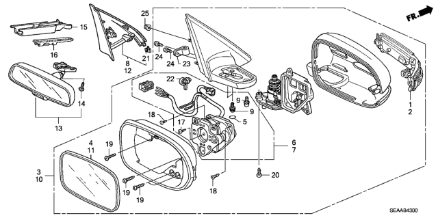 2008 Acura TSX Driver Side Door Mirror Assembly (Royal Blue Pearl) (Heated) Diagram for 76250-SEC-C43ZJ