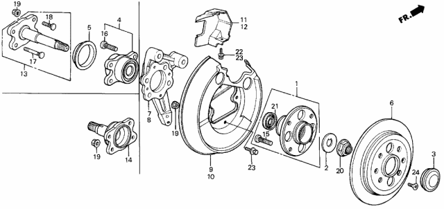 1986 Acura Integra Spindle Assembly, Left Rear Wheel Diagram for 52211-SB2-020