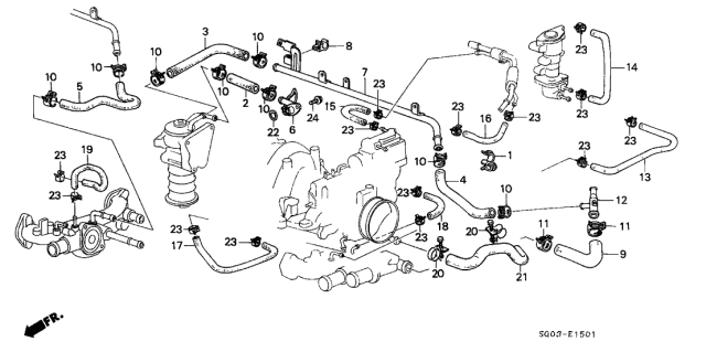 1988 Acura Legend Hose E, Water Diagram for 19526-PL2-010