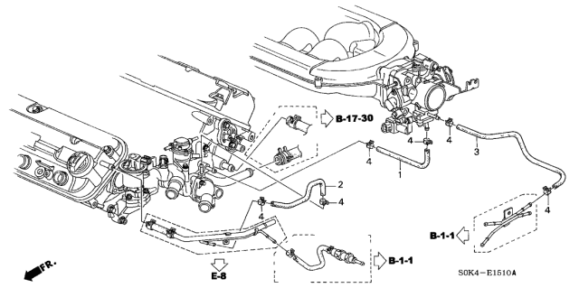 1999 Acura TL 4 Door TL KA 4AT Water Hose Diagram