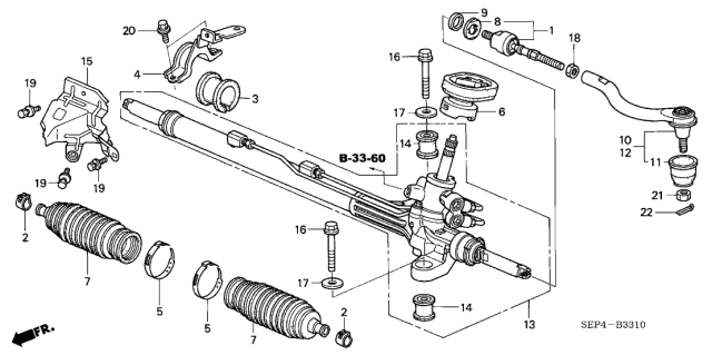 2004 Acura TL Passenger Side Tie Rod End Diagram for 53540-SEP-A02