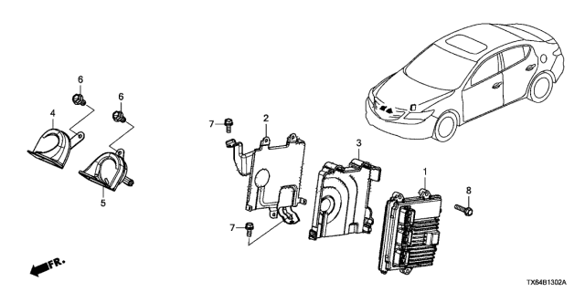 2016 Acura ILX Control Unit - Engine Room Diagram 2