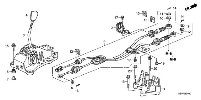 2008 Acura TL 4 Door TYPE-S KA 6MT Shift Lever Diagram