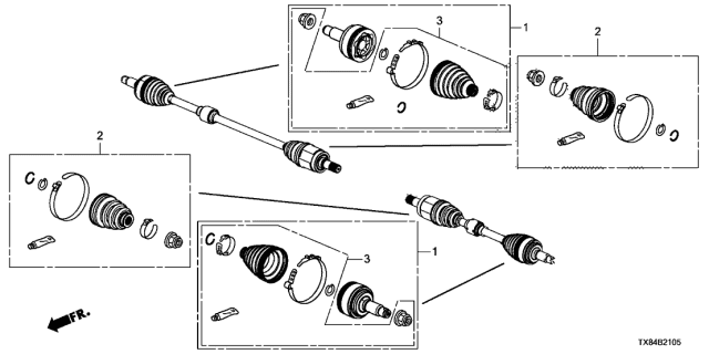 2014 Acura ILX Hybrid Boot Set, Inboard Diagram for 44017-TR0-A11