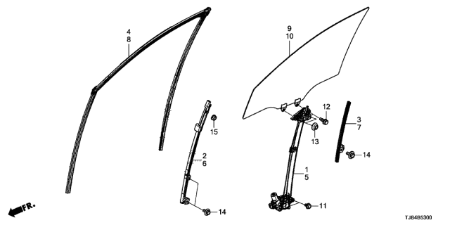 2021 Acura RDX Front Door Windows - Regulator Diagram