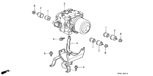 1998 Acura CL Bracket, Modulator Diagram for 57115-SY8-A50