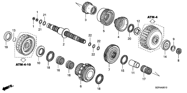2008 Acura TL 4 Door BASE (NAVIGATION) KA 5AT AT Secondary Shaft Diagram