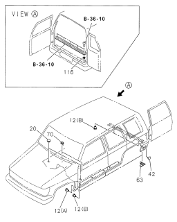 1999 Acura SLX 4 Door 4LS (PREMIUM) KA 4AT Floor Panel Grommets Diagram