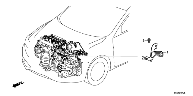 2014 Acura ILX 4 Door TECH KA 5AT Engine Wire Harness Stay (2.0L) Diagram