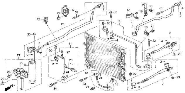 1991 Acura Legend Receiver Pipe A Diagram for 80341-SP0-A01