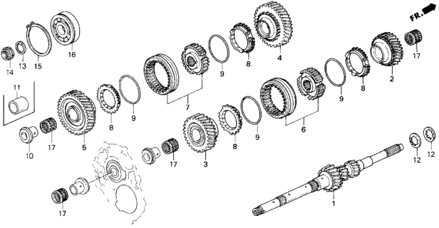 1993 Acura Legend 2 Door LS KA 6MT MT Mainshaft Diagram